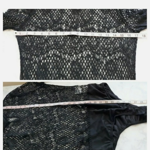 NWT $108 U.S. 8 Bohemian Bodysuit Black Sheer Lace Upper Keyhole Back Layering - Picture 8 of 8
